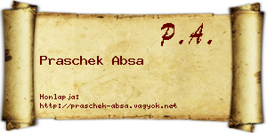 Praschek Absa névjegykártya